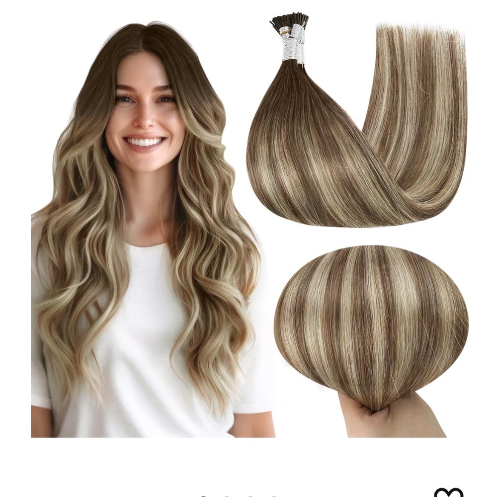 2 Boxes Full Shine  Long Wavy Balayage Blonde Micro Bead Brown Hair Extensions.